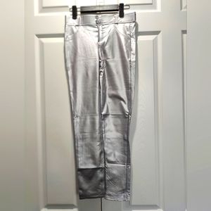 NWOT silver metallic PU leggings size 3XL